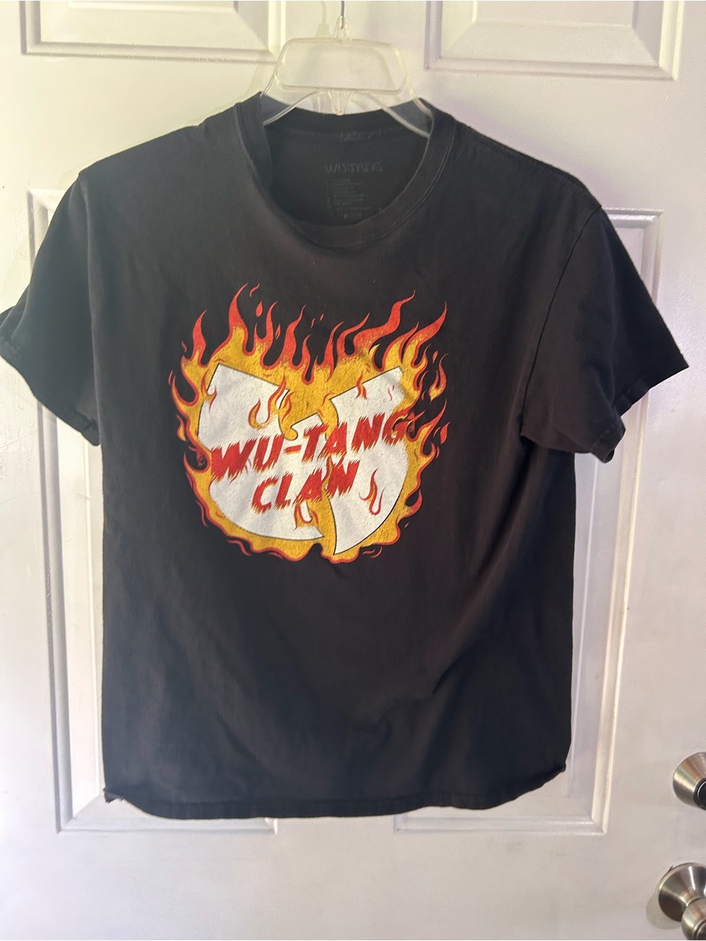 Wu-Tang Clan Black Graphic Tee with Flame Logo Sz M hip hop rap